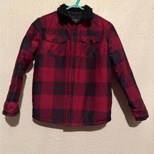 Kids Red Plaid Puffer Jacket